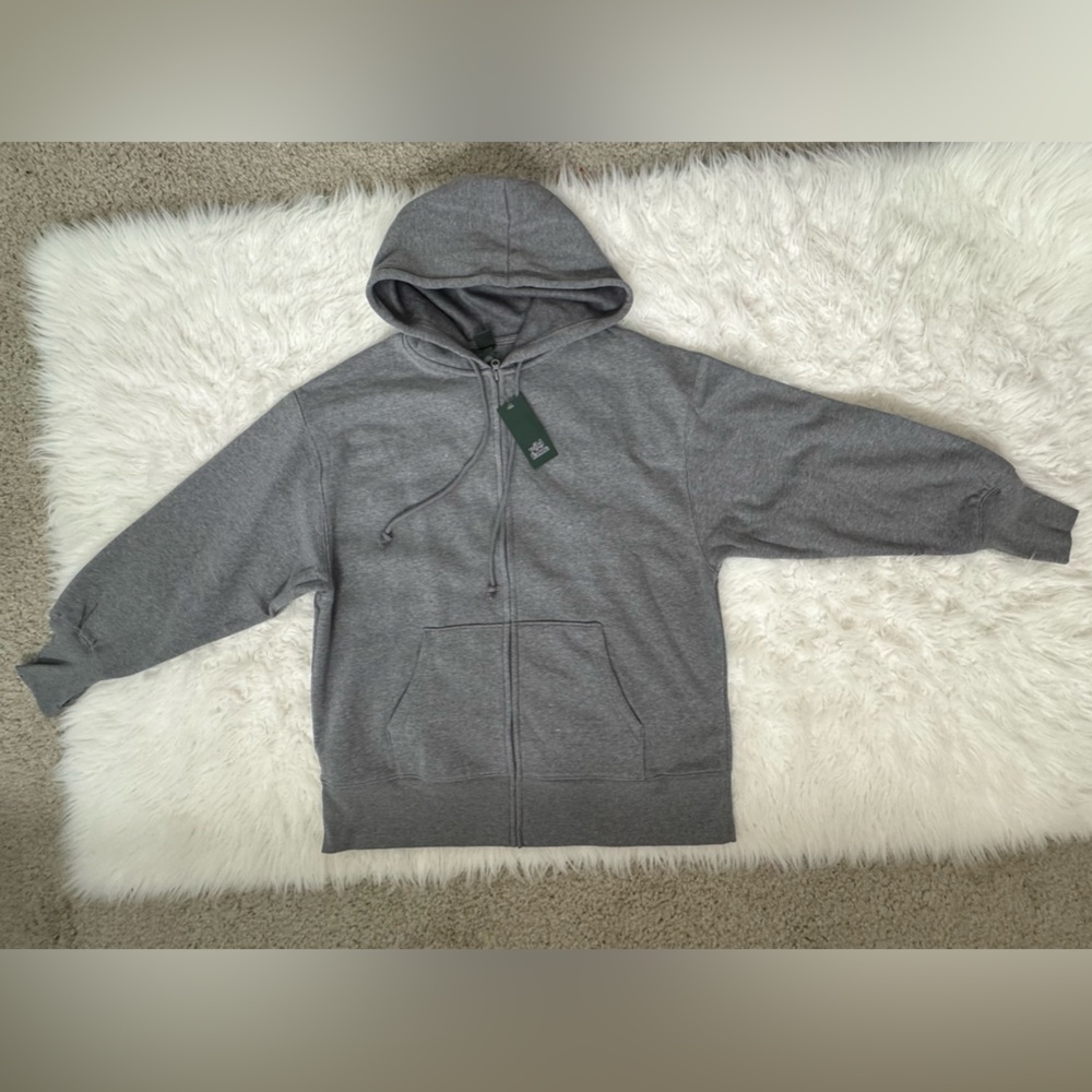 Wild Fable Women's Oversized Zip-Up Hoodie, Heather Gray, Multiple Sizes